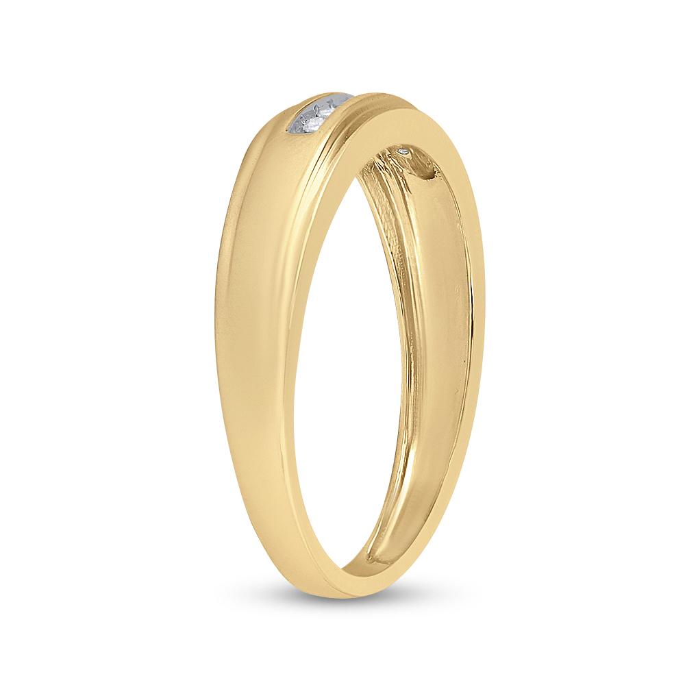 14kt Yellow Gold Mens Round Diamond Wedding Band Ring 1/12 Cttw