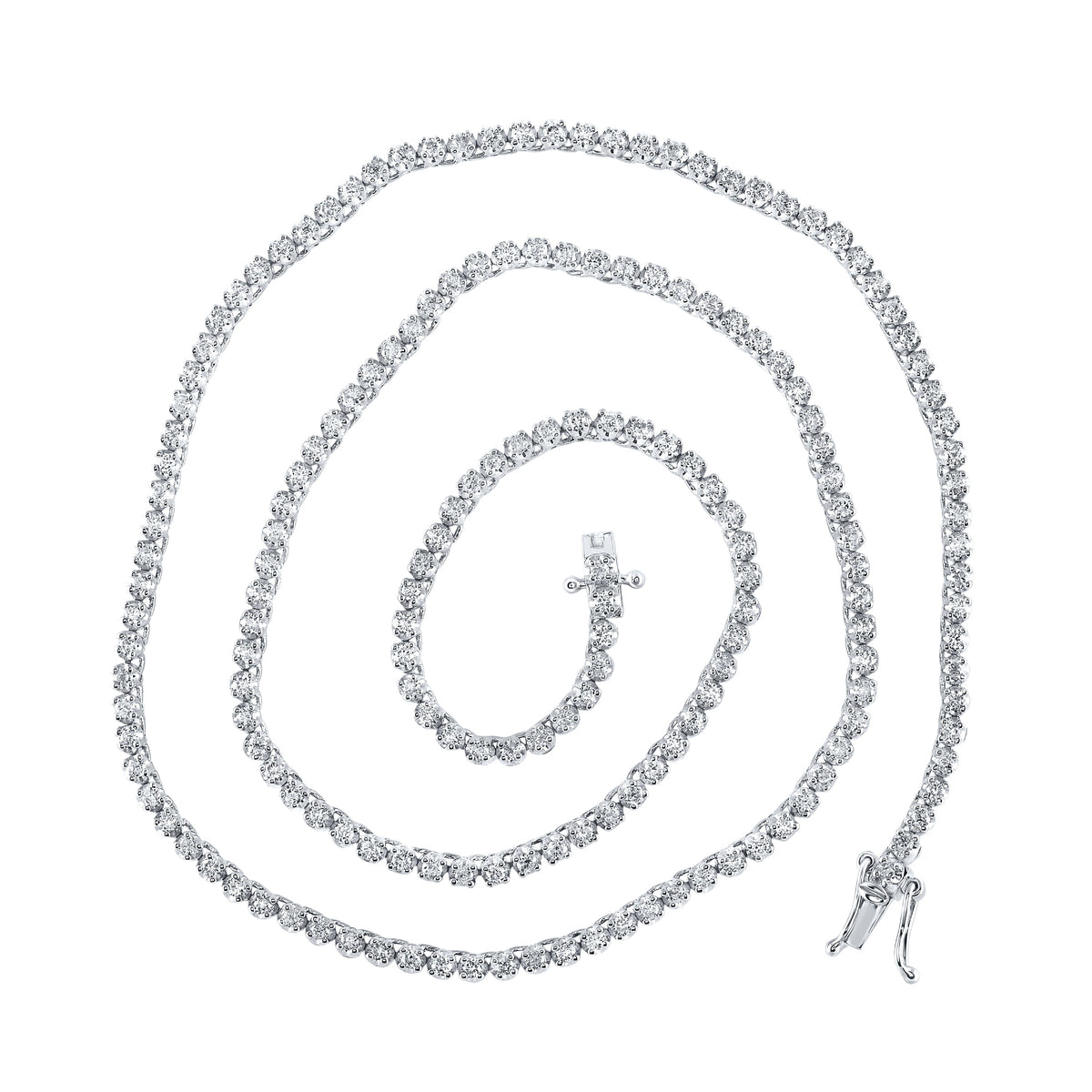 14kt White Gold Mens Round Diamond 18-inch Tennis Chain Necklace 3-1/4 Cttw
