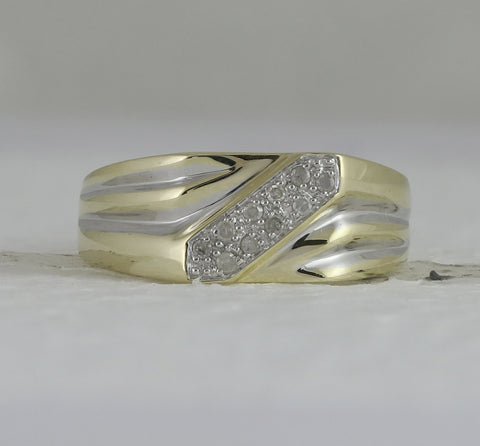 10kt Yellow Gold Mens Round Diamond Band Ring 1/10 Cttw