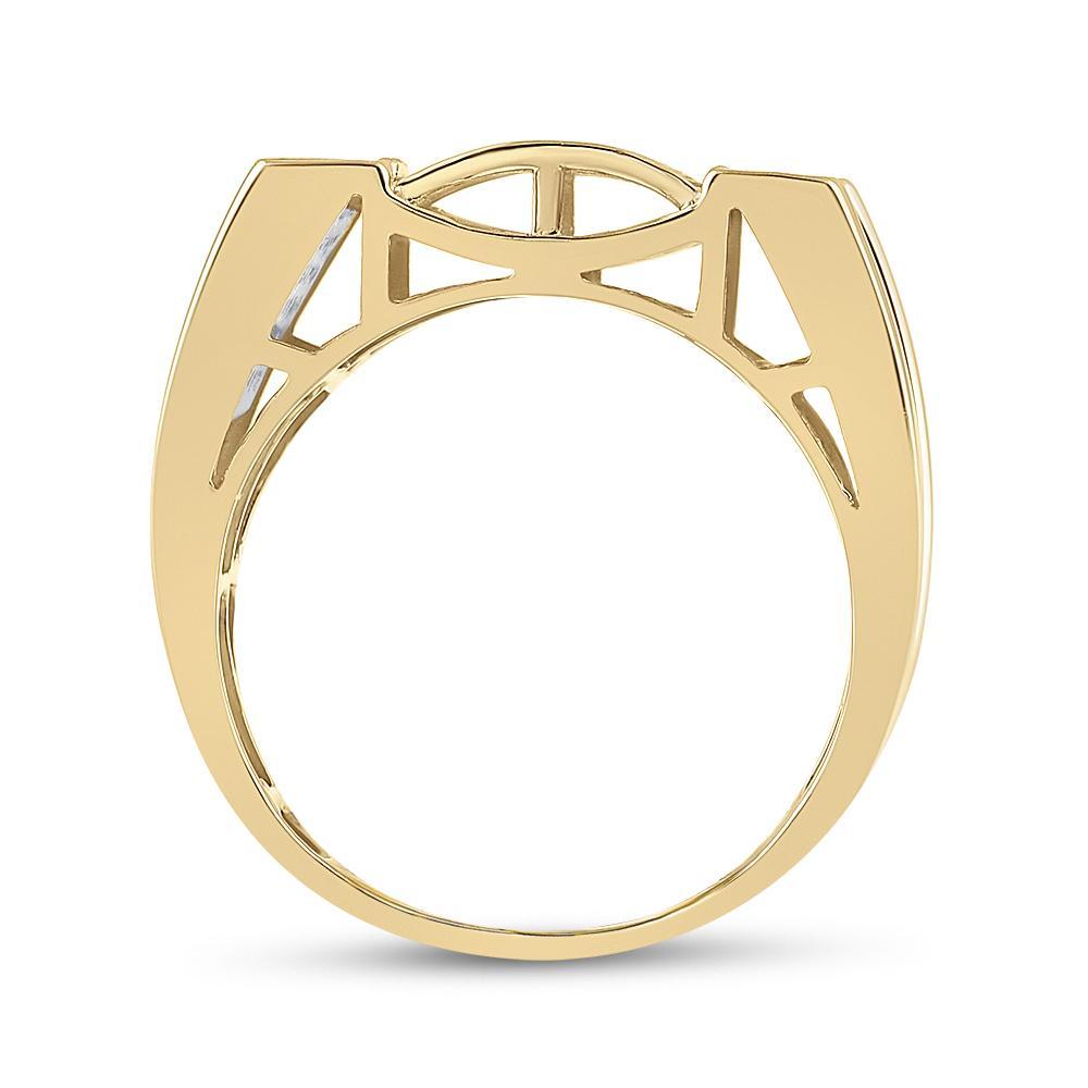 10kt Yellow Gold Mens Round Diamond Band Ring 5/8 Cttw