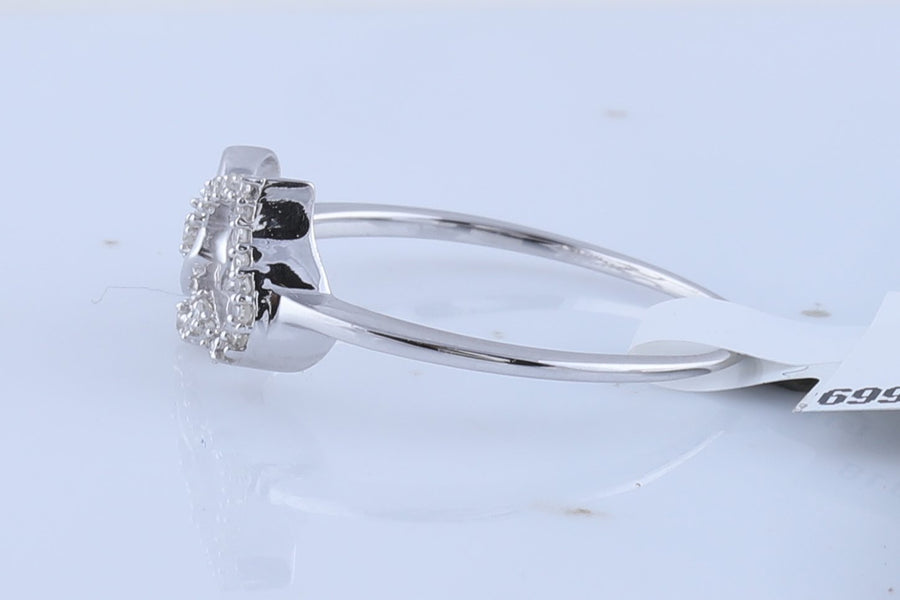 10kt White Gold Womens Round Diamond Double Heart Ring 1/20 Cttw
