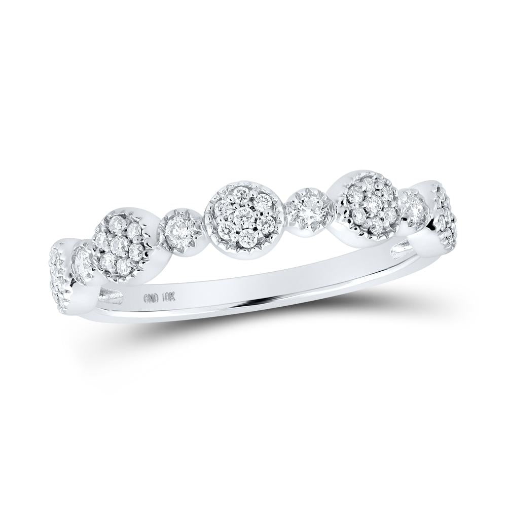 10kt White Gold Womens Round Diamond Stackable Band Ring 1/5 Cttw