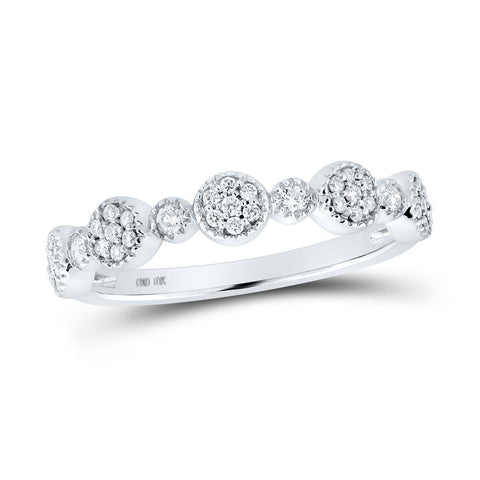 10kt White Gold Womens Round Diamond Stackable Band Ring 1/5 Cttw