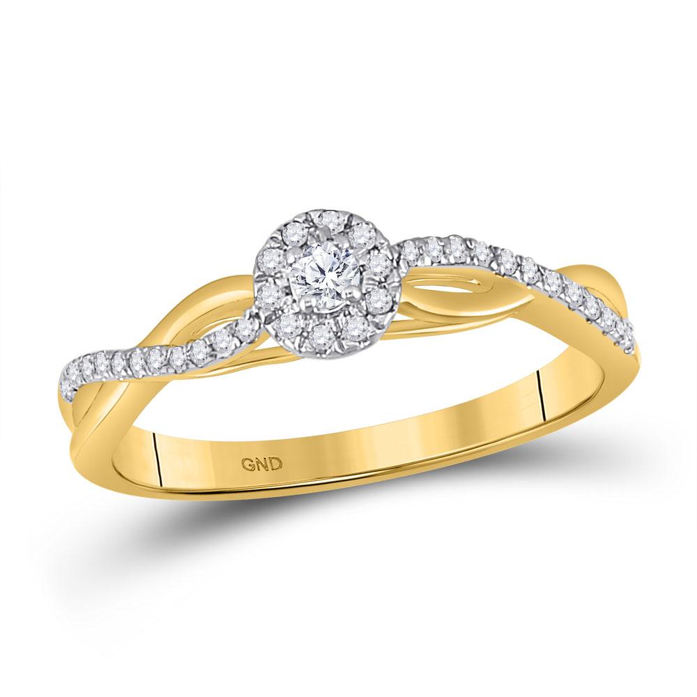 10kt Two-tone Gold Womens Round Diamond Solitaire Promise Ring 1/5 Cttw