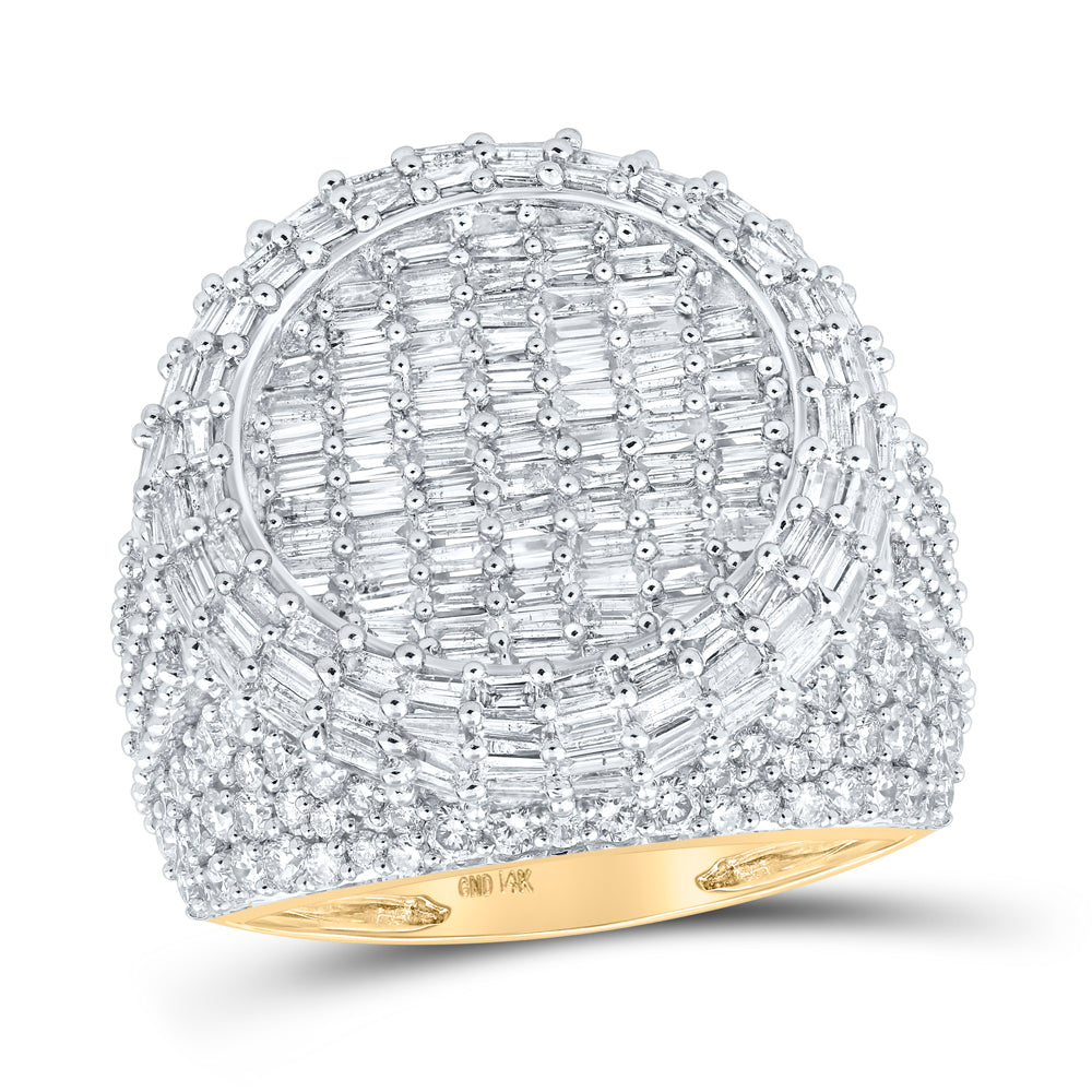 14kt Yellow Gold Mens Baguette Diamond Pinky Circle Ring 4-1/2 Cttw