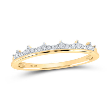 10kt Yellow Gold Womens Round Diamond Stackable Band Ring 1/10 Cttw