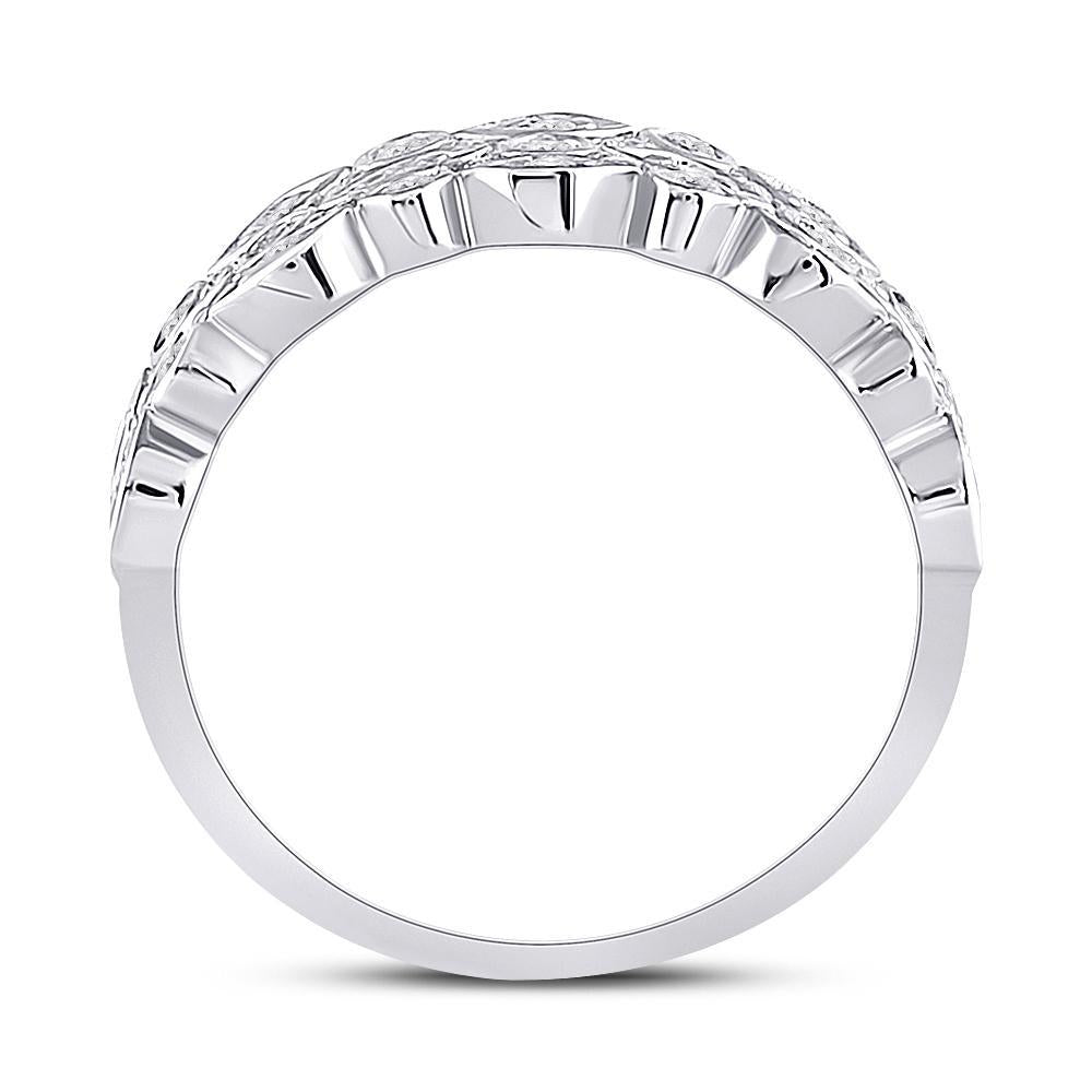14kt White Gold Womens Round Diamond Oval Dot 3-Row Fashion Ring 3/4 Cttw