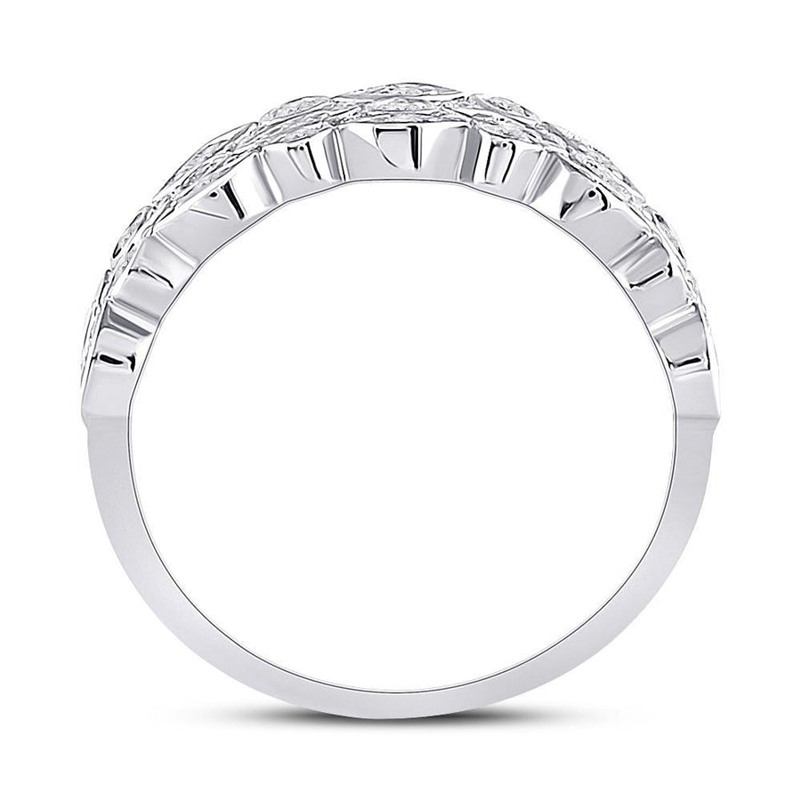 14kt White Gold Womens Round Diamond Oval Dot 3-Row Fashion Ring 3/4 Cttw