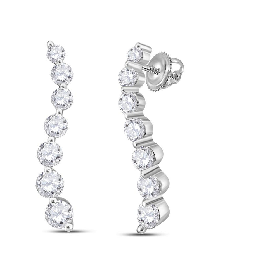 14kt White Gold Womens Round Diamond Journey Earrings 1/4 Cttw