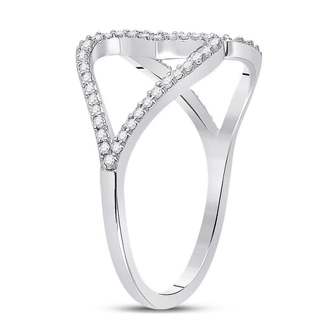 10kt White Gold Womens Round Diamond Negative Space Heart Ring 1/5 Cttw