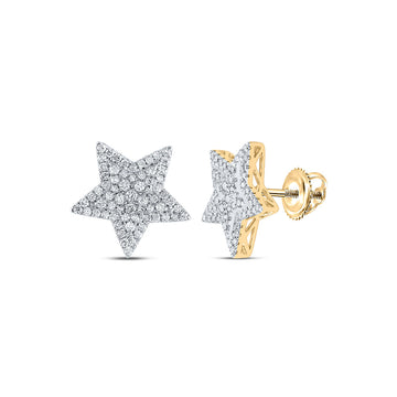 14kt Yellow Gold Round Diamond Star Earrings 1 Cttw