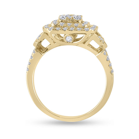 14kt Yellow Gold Round Diamond Bridal Wedding Ring Band Set 1-1/4 Cttw