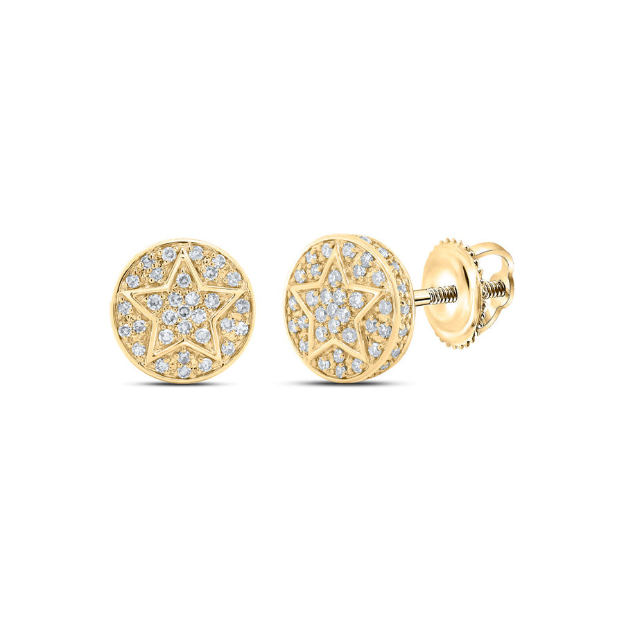 10kt Yellow Gold Round Diamond Star Earrings 1/4 Cttw