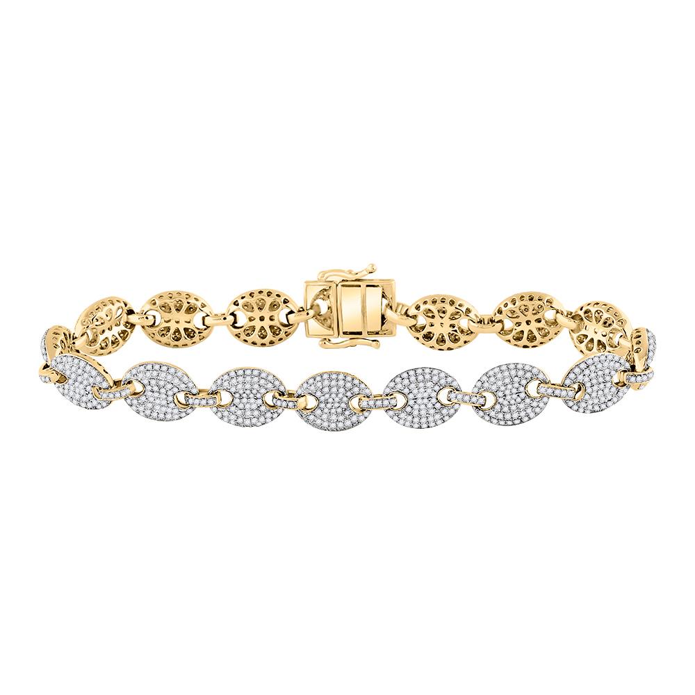 10kt Yellow Gold Mens Round Diamond Mariner Link Bracelet 5 Cttw
