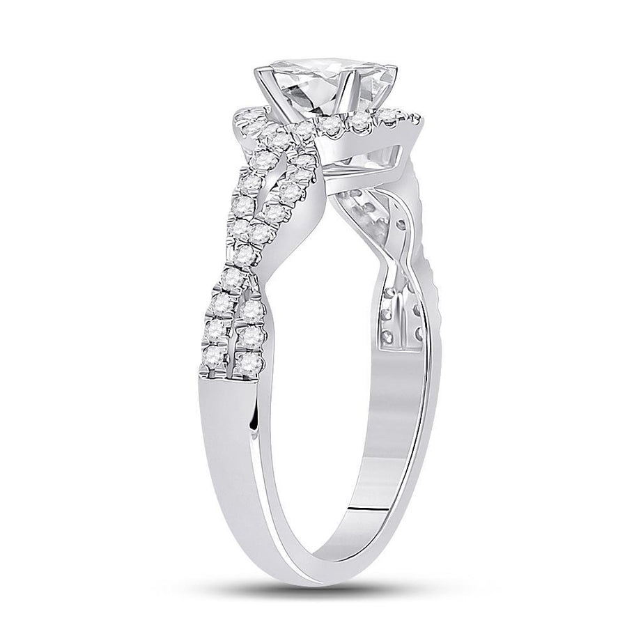 14kt White Gold Oval Diamond Halo Bridal Wedding Engagement Ring 7/8 Cttw