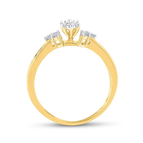 14kt Yellow Gold Marquise Diamond Bridal Wedding Ring Band Set 1/2 Cttw
