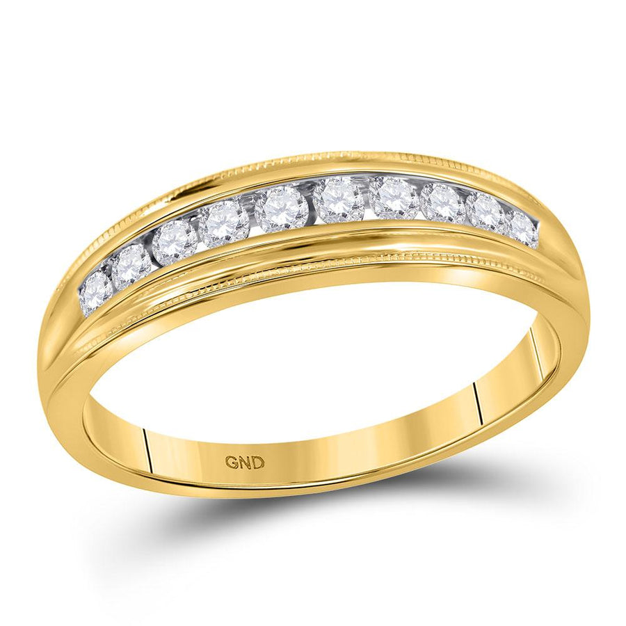 10kt Yellow Gold Womens Round Diamond Single Row Band Ring 1/4 Cttw