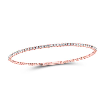 10kt Rose Gold Womens Round Diamond Flexible Bangle Bracelet 1-1/3 Cttw