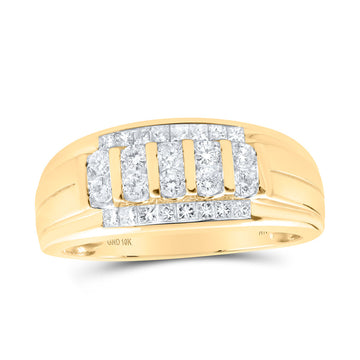 10kt Yellow Gold Mens Round Diamond Band Ring 3/4 Cttw