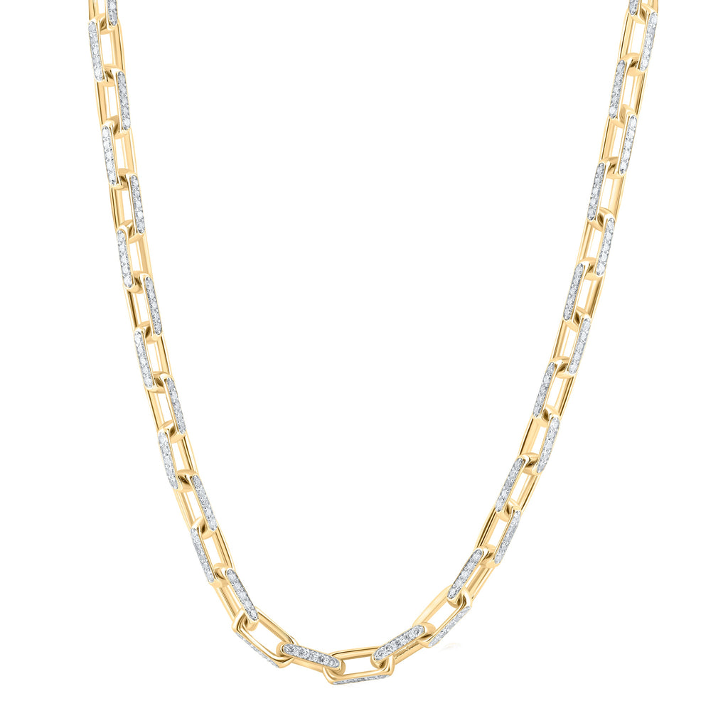 10kt Yellow Gold Mens Round Diamond 18-inch Anchor Link Chain Necklace 10 Cttw