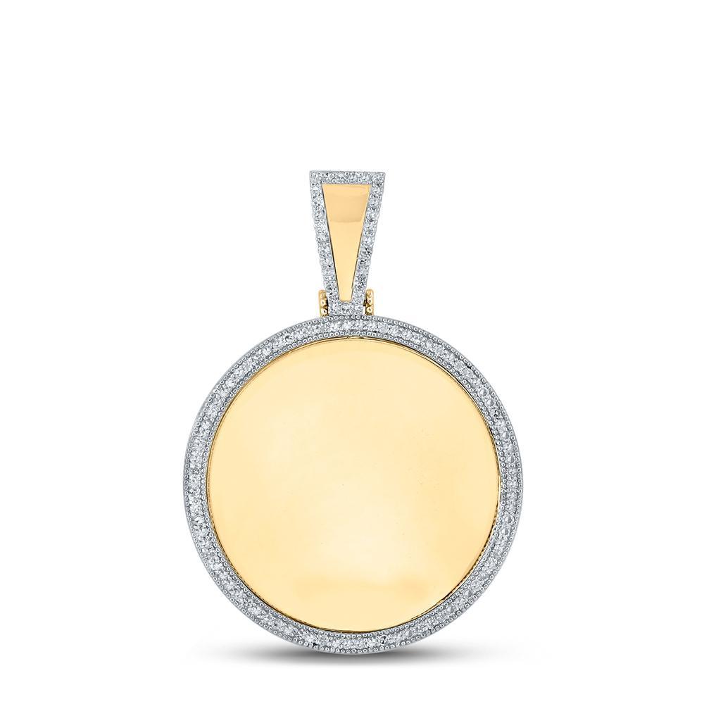 14kt Yellow Gold Mens Round Diamond Memory Circle Charm Pendant 5/8 Cttw