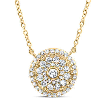 14kt Yellow Gold Womens Round Diamond 18-inch Cluster Necklace 1/2 Cttw