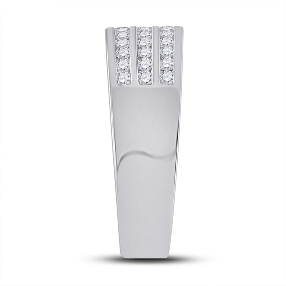 14kt White Gold His Hers Round Diamond Square Matching Wedding Set 1-1/2 Cttw