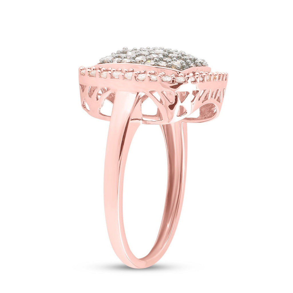 10kt Rose Gold Womens Round Brown Diamond Square Cluster Ring 1 Cttw