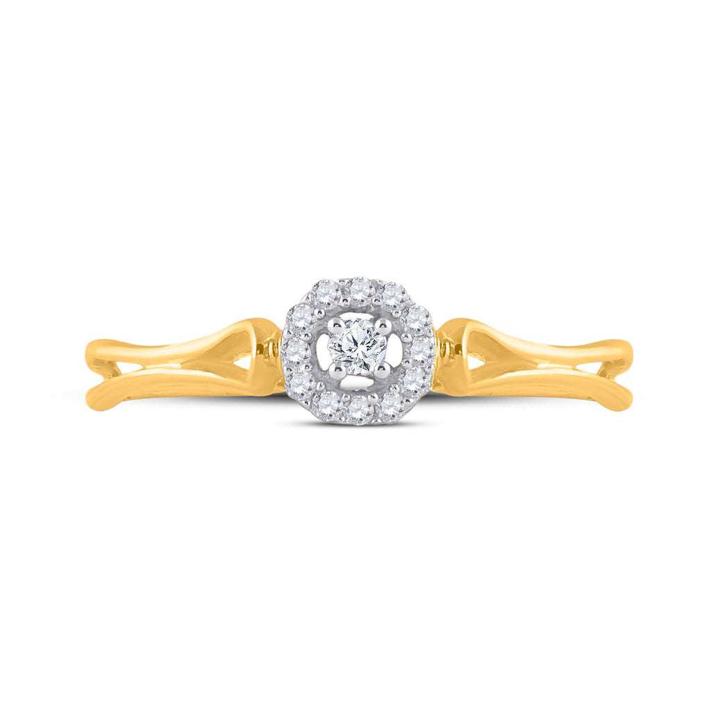 10kt Yellow Gold Womens Round Diamond Solitaire Promise Ring 1/10 Cttw