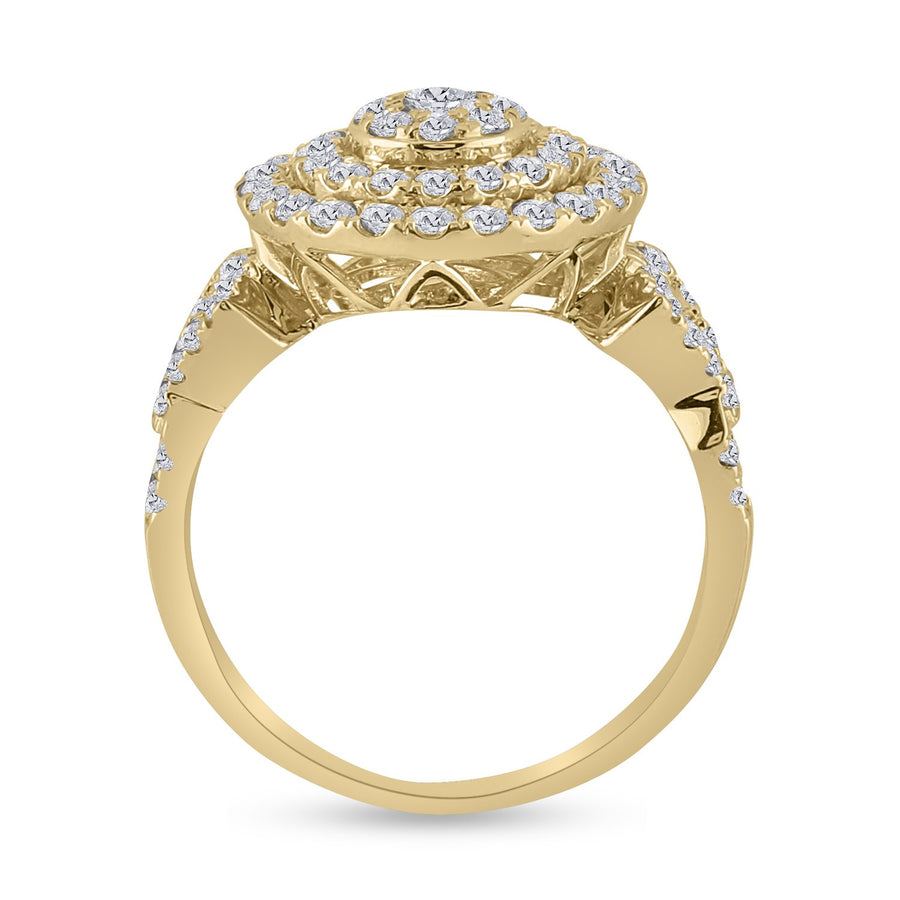 14kt Yellow Gold Round Diamond Bridal Wedding Ring Band Set 1-1/3 Cttw