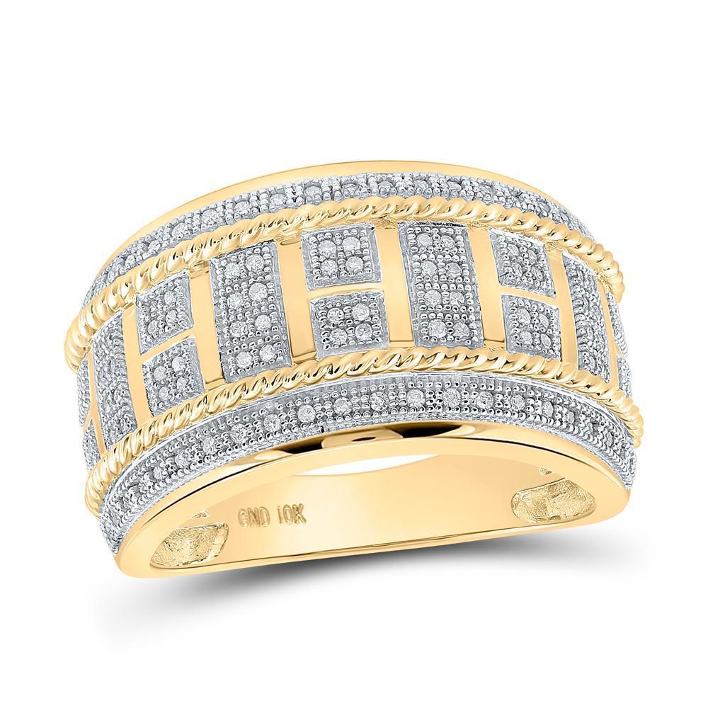 10kt Yellow Gold Mens Round Diamond Band Ring 1/3 Cttw
