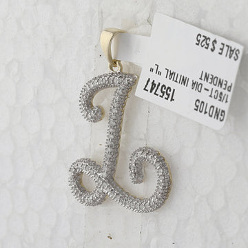 10kt Yellow Gold Womens Round Diamond Initial L Letter Pendant 1/5 Cttw