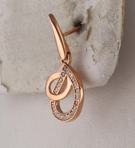 14kt Rose Gold Womens Round Diamond Teardrop Dangle Earrings 1/5 Cttw