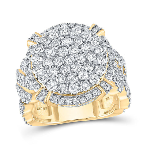 10kt Yellow Gold Mens Round Diamond Circle Cluster Ring 4-1/2 Cttw