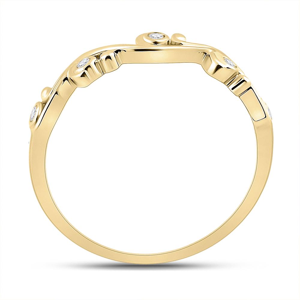 10kt Yellow Gold Womens Round Diamond Band Ring 1/20 Cttw