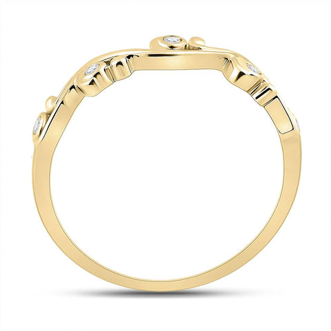 10kt Yellow Gold Womens Round Diamond Band Ring 1/20 Cttw