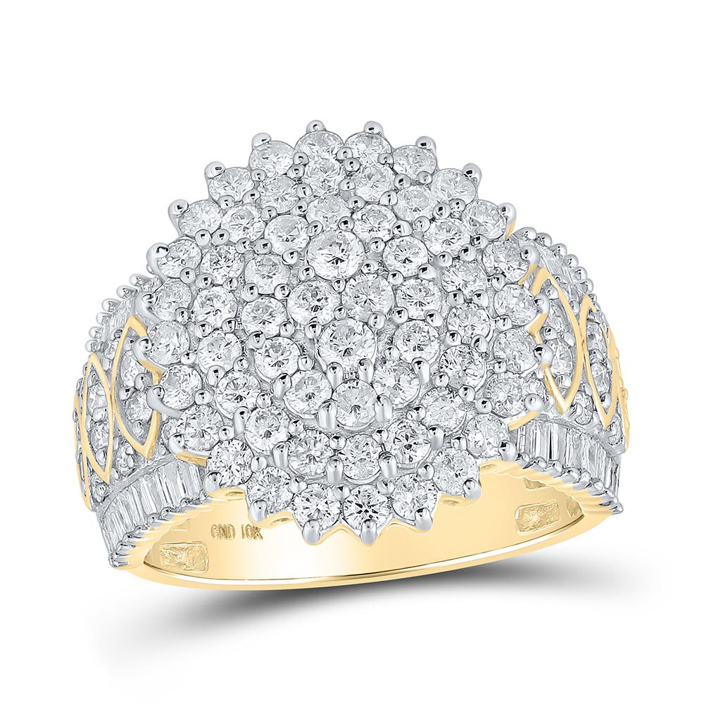 10kt Yellow Gold Womens Round Diamond Cluster Ring 2 Cttw