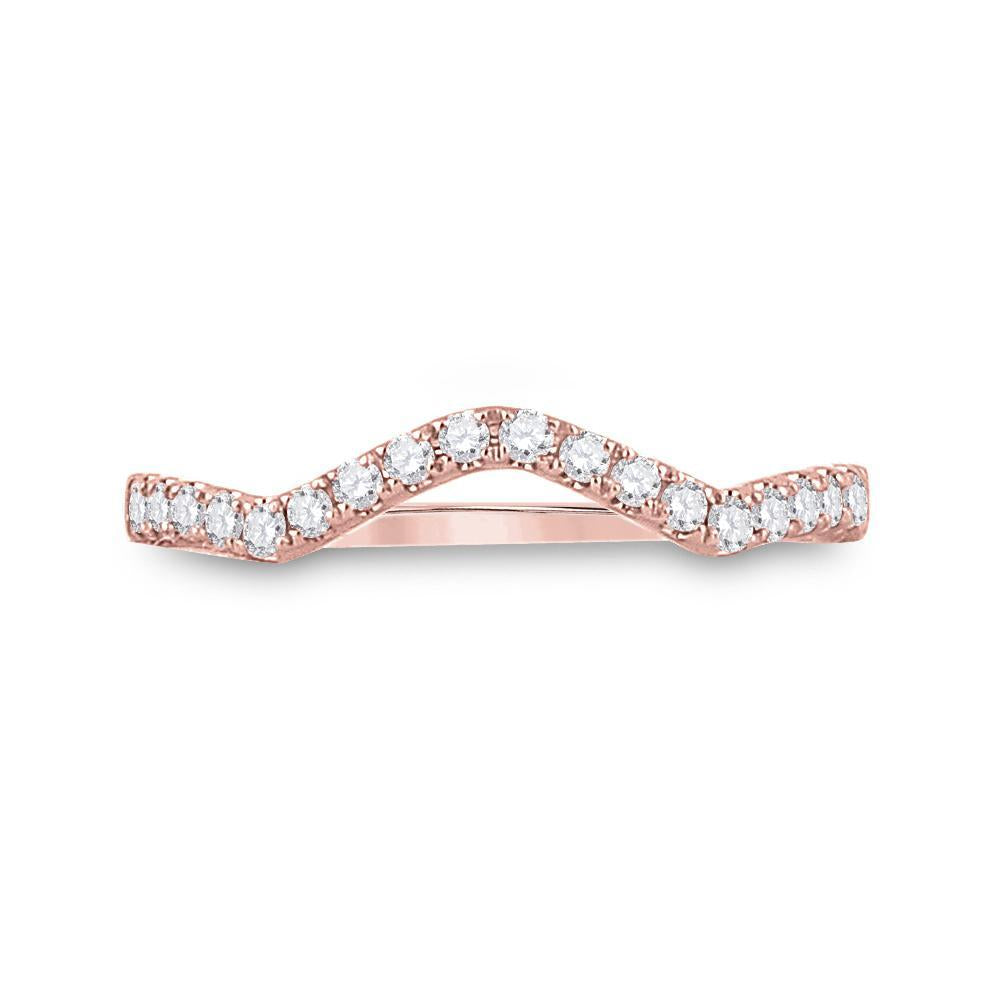 10kt Rose Gold Womens Round Diamond Wedding Curved Enhancer Band 1/5 Cttw