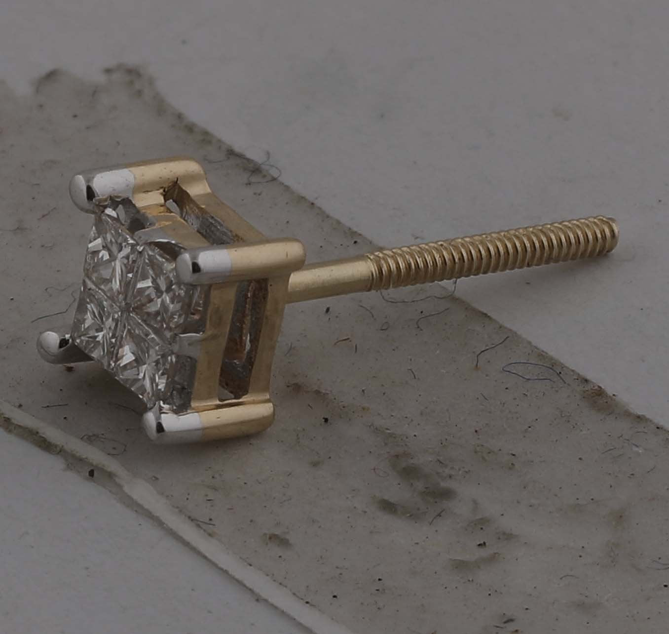 14kt Yellow Gold Womens Princess Diamond Square Earrings 1/4 Cttw