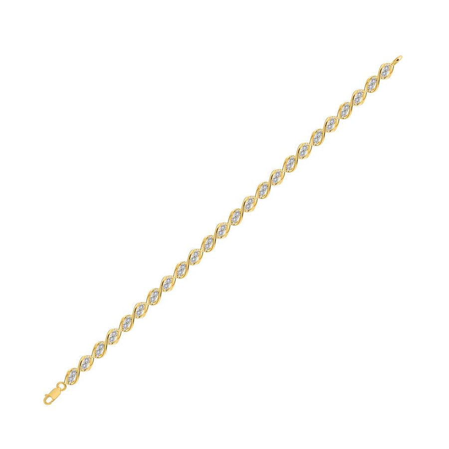 10kt Yellow Gold Womens Round Diamond Single Row Tennis Bracelet 1/5 Cttw