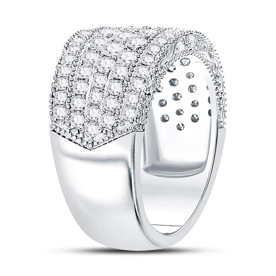 14kt White Gold Womens Round Diamond Pave Groove Band Ring 2 Cttw