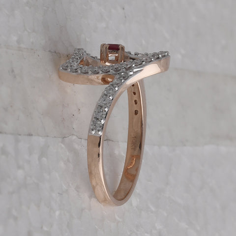 10kt Rose Gold Womens Round Ruby Diamond Heart Ring 3/8 Cttw
