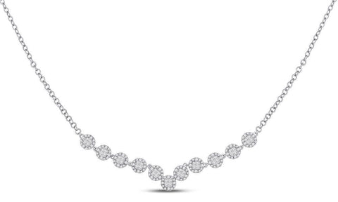 14kt White Gold Womens Princess Diamond Fashion Cocktail Necklace 1-7/8 Cttw