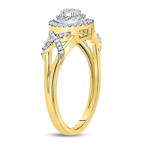 10kt Yellow Gold Womens Round Diamond Cluster Split-shank XO Ring 1/5 Cttw