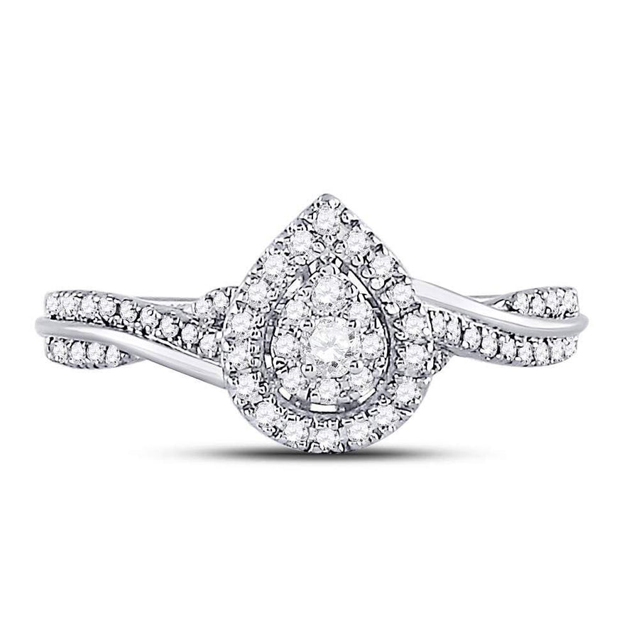 14kt White Gold Round Diamond Teardrop Cluster Bridal Wedding Engagement Ring 1/4 Cttw