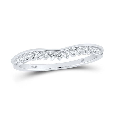 14kt White Gold Womens Round Diamond Stackable Band Ring 1/5 Cttw