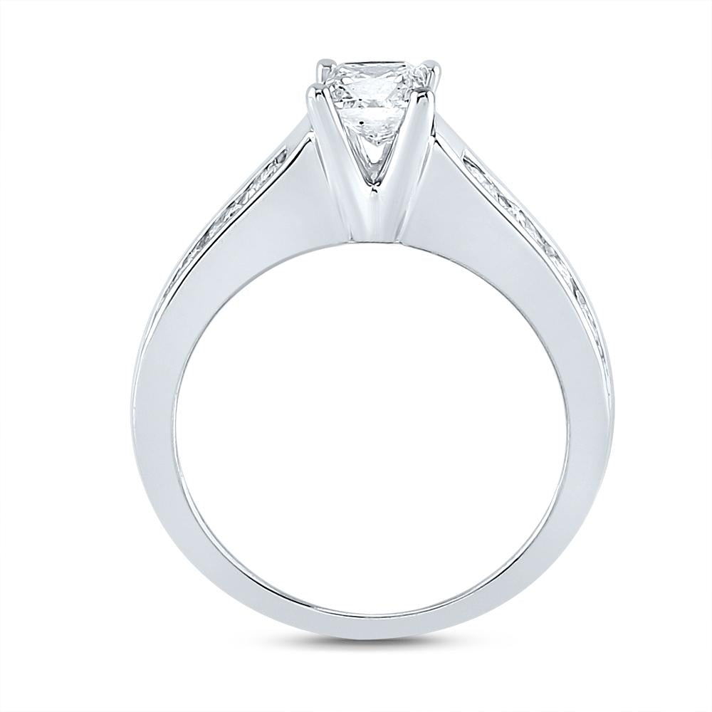 14kt White Gold Princess Diamond Bridal Wedding Ring Band Set 2 Cttw