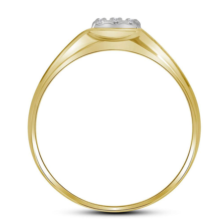 10kt Yellow Gold Mens Round Diamond Brushed Cluster Ring .03 Cttw