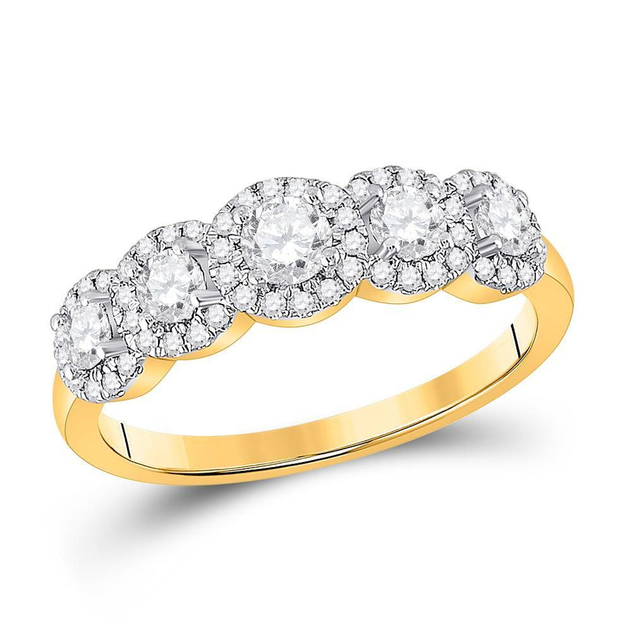 14kt Yellow Gold Round Diamond 5-stone Bridal Wedding Engagement Ring 3/4 Cttw