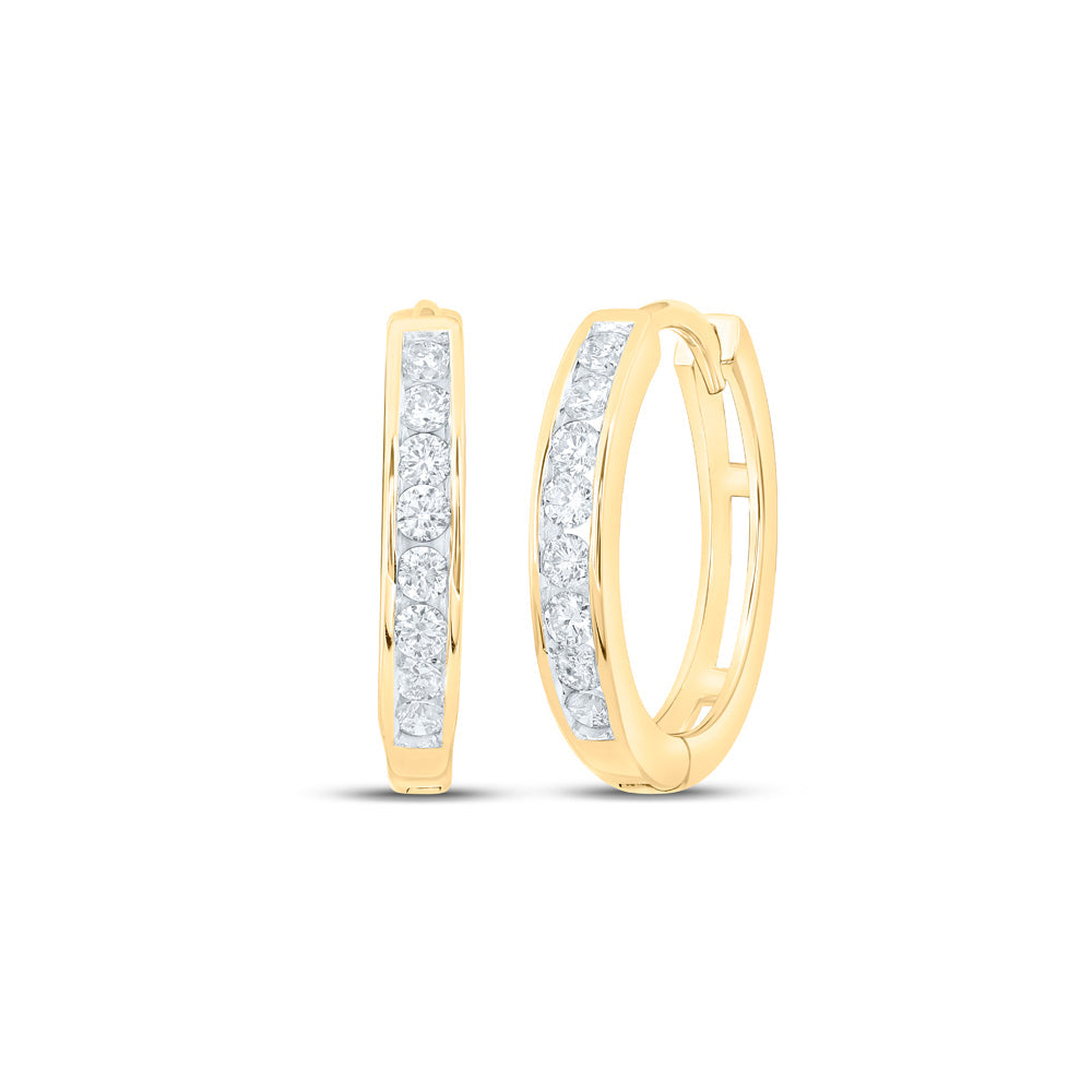 10kt Yellow Gold Womens Round Diamond Hoop Earrings 1/4 Cttw